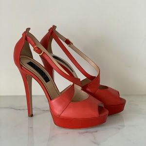 Cristhelen B. Red Platform Leather Heels